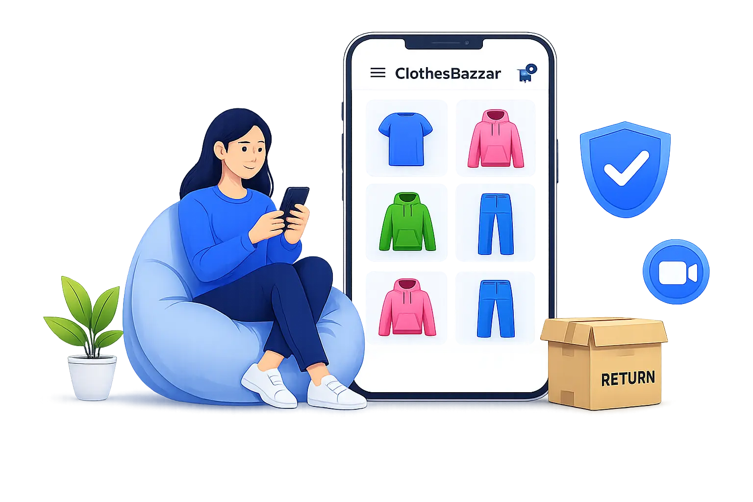 A shopper browsing verified clothing on the ClothesBazzar app