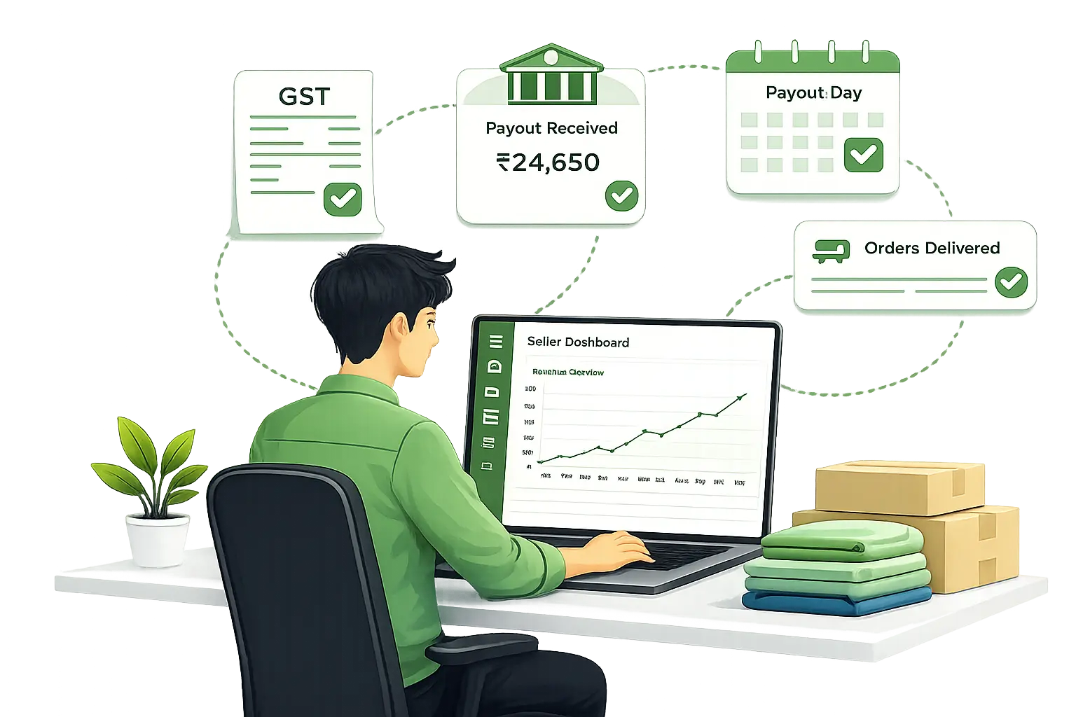 A seller tracking orders, GST bills and payouts on the ClothesBazzar dashboard